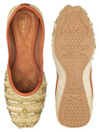 Desi Colour Women Indian Ethnic Footwear-Gold line | Grocsy