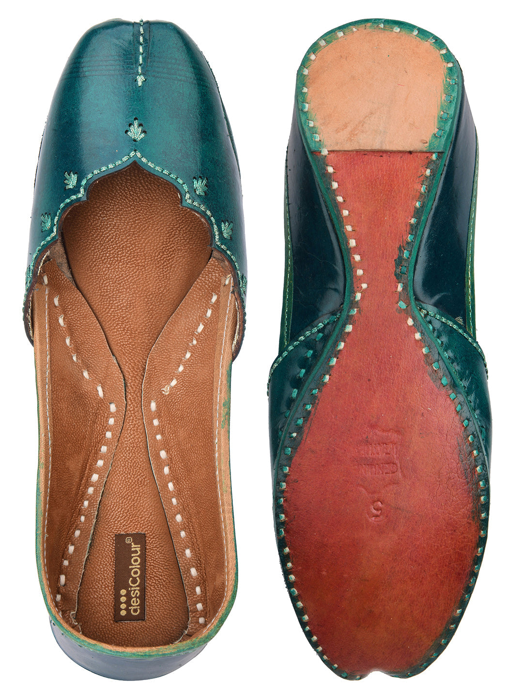 Desi Colour Women Indian Ethnic Footwear-Green Elegance | Grocsy