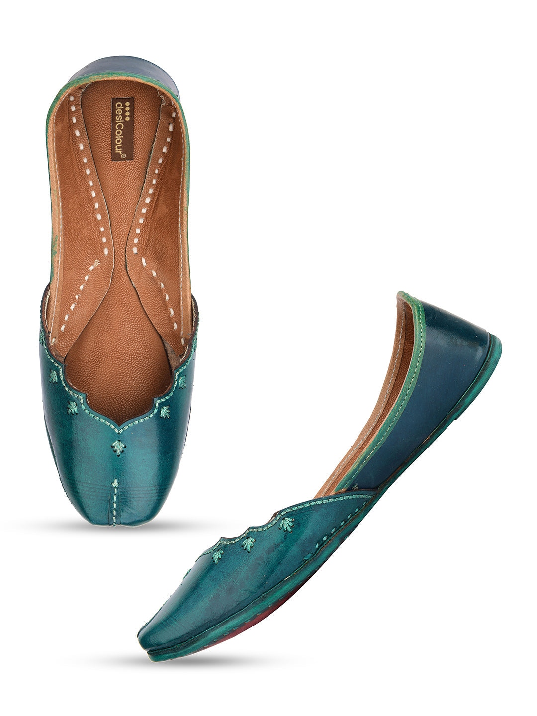 Desi Colour Women Indian Ethnic Footwear-Green Elegance | Grocsy