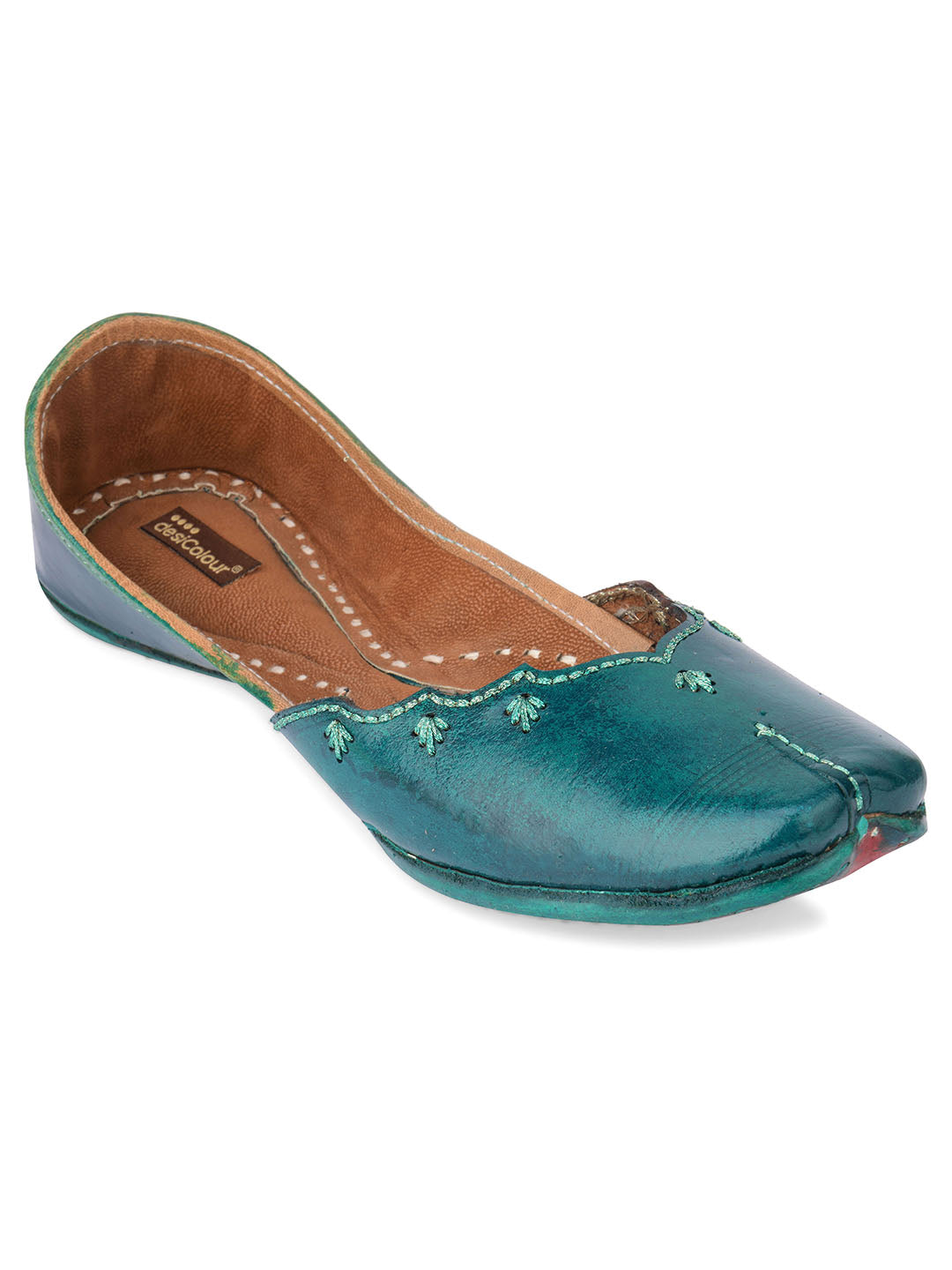 Desi Colour Women Indian Ethnic Footwear-Green Elegance | Grocsy