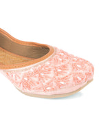 Desi Colour Women Indian Ethnic Footwear-Peach pearl Net | Grocsy