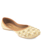 Desi Colour Women Indian Ethnic Footwear-Gold Dabka work | Grocsy