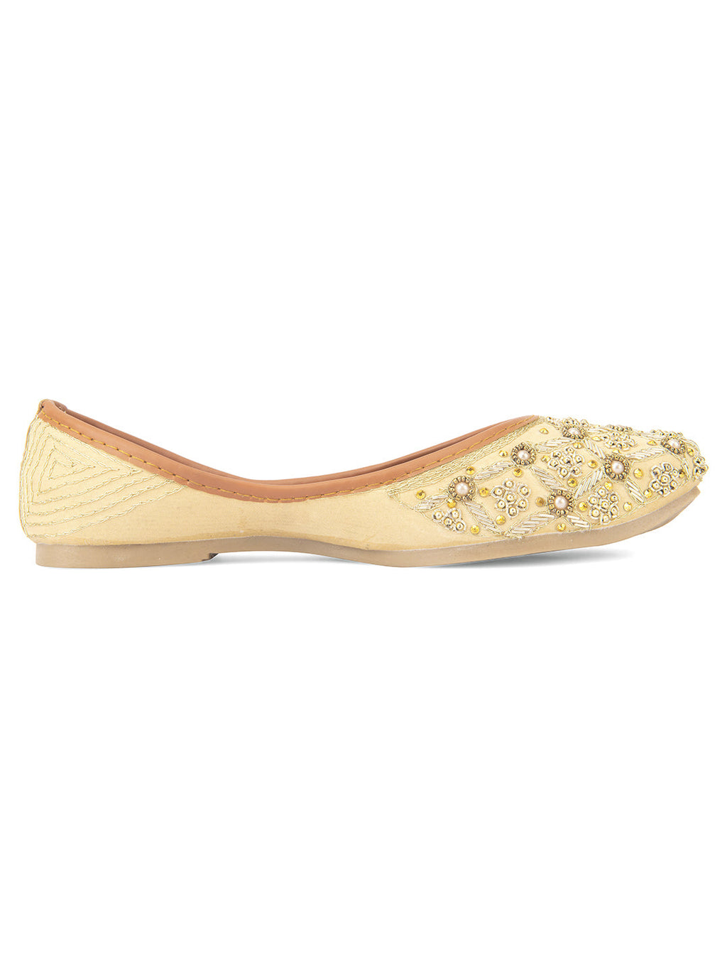 Desi Colour Women Indian Ethnic Footwear-Gold Dabka work | Grocsy