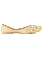 Desi Colour Women Indian Ethnic Footwear-Gold Dabka work | Grocsy