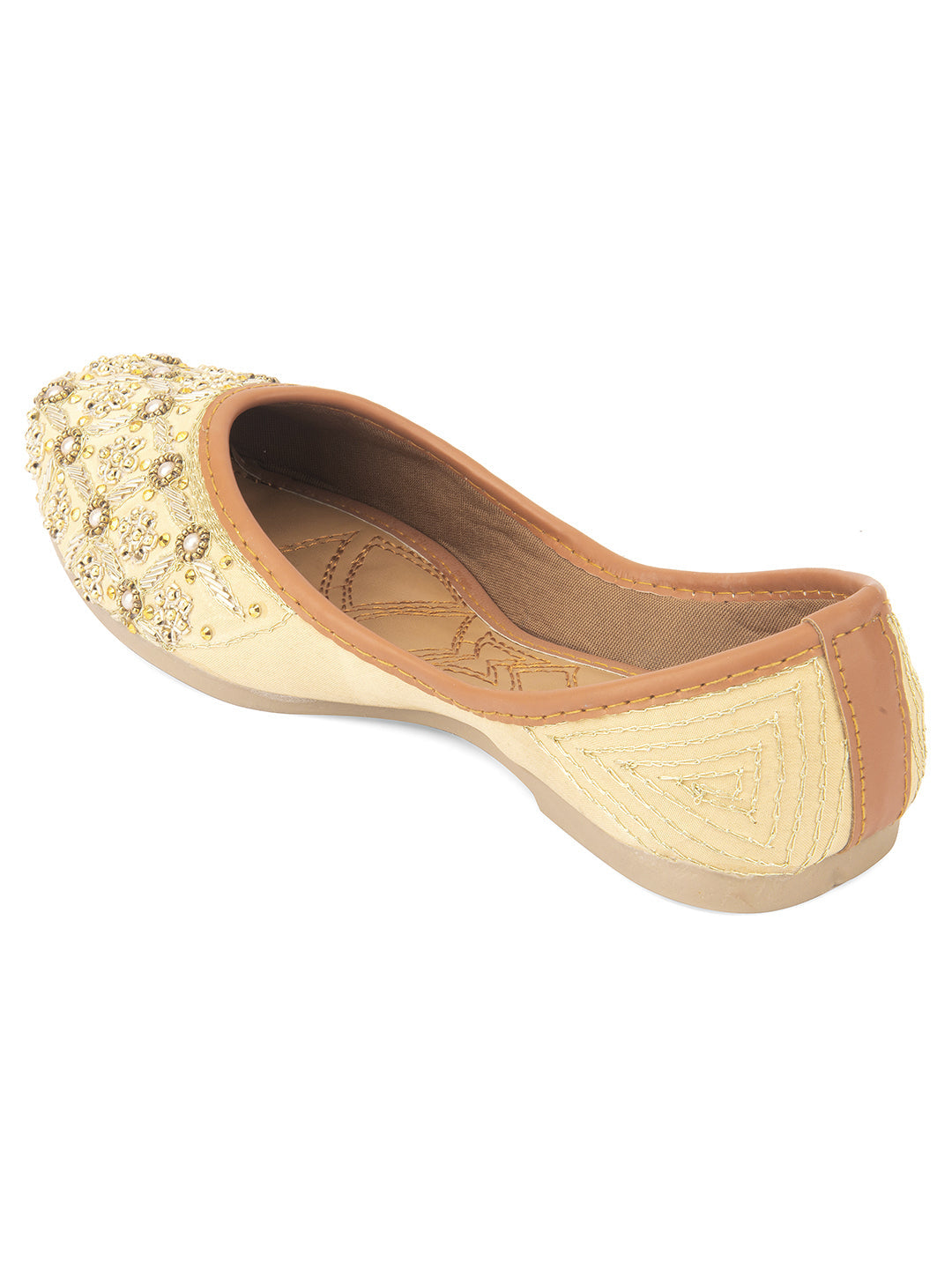 Desi Colour Women Indian Ethnic Footwear-Gold Dabka work | Grocsy