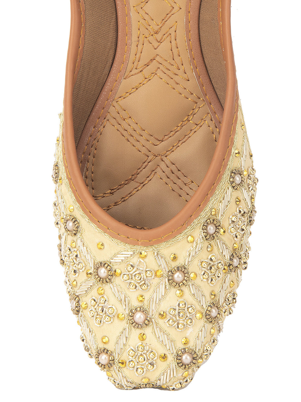 Desi Colour Women Indian Ethnic Footwear-Gold Dabka work | Grocsy