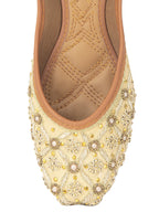Desi Colour Women Indian Ethnic Footwear-Gold Dabka work | Grocsy