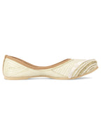 Desi Colour Women Indian Ethnic Footwear-Off White V Pearl | Grocsy