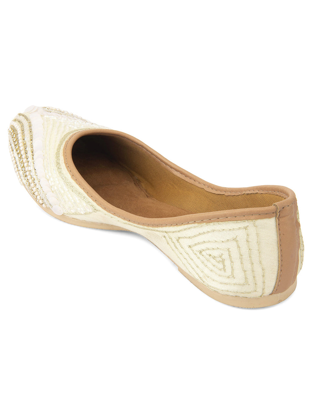 Desi Colour Women Indian Ethnic Footwear-Off White V Pearl | Grocsy