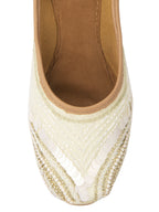 Desi Colour Women Indian Ethnic Footwear-Off White V Pearl | Grocsy