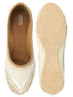 Desi Colour Women Indian Ethnic Footwear-Off White V Pearl | Grocsy