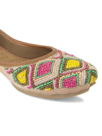 Desi Colour Women Indian Ethnic Footwear-Pink Multi Colour Pearl | Grocsy