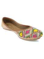 Desi Colour Women Indian Ethnic Footwear-Pink Multi Colour Pearl | Grocsy