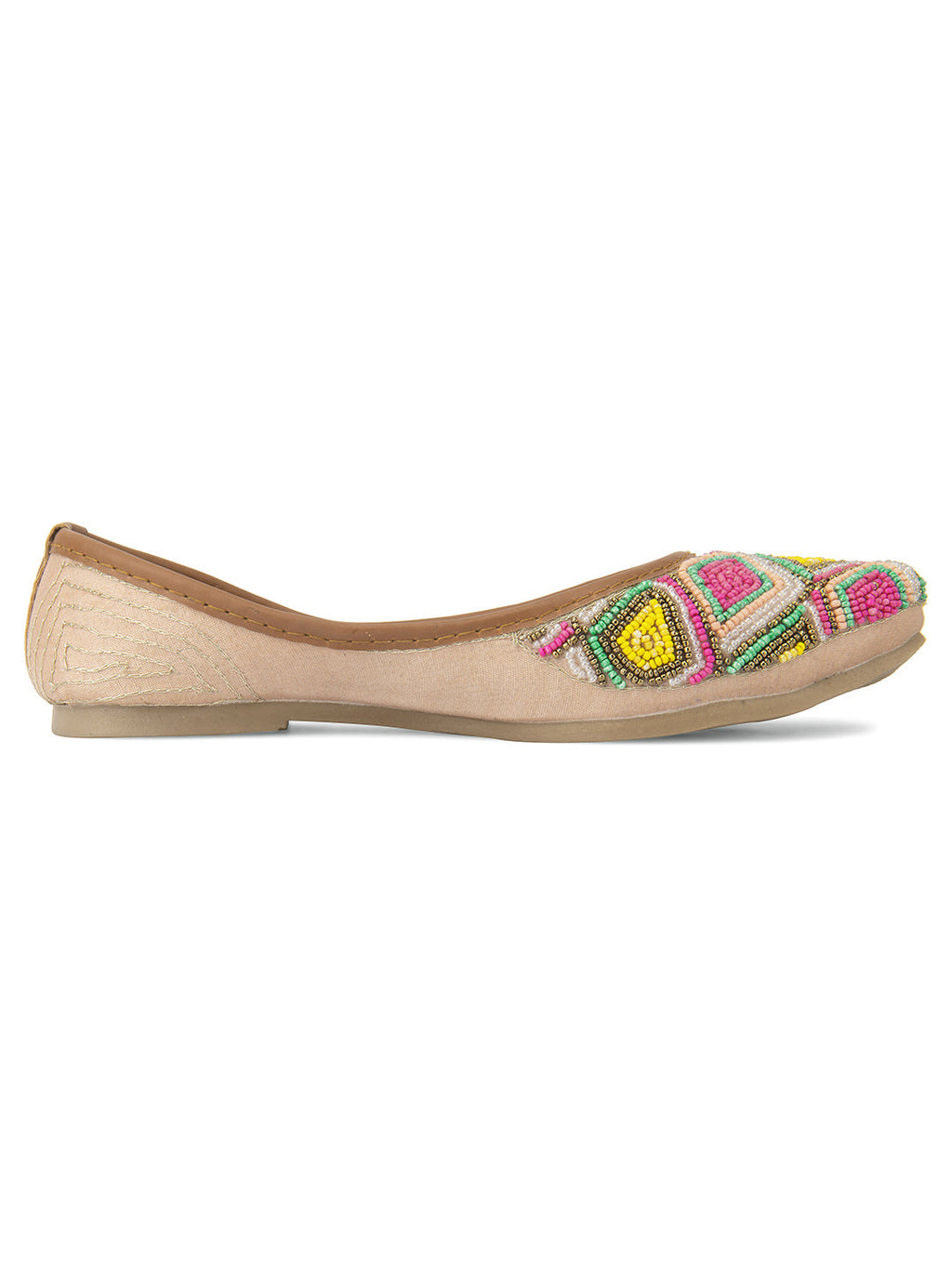 Desi Colour Women Indian Ethnic Footwear-Pink Multi Colour Pearl | Grocsy