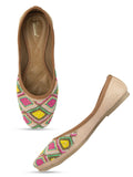 Desi Colour Women Indian Ethnic Footwear-Pink Multi Colour Pearl | Grocsy