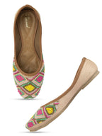 Desi Colour Women Indian Ethnic Footwear-Pink Multi Colour Pearl | Grocsy