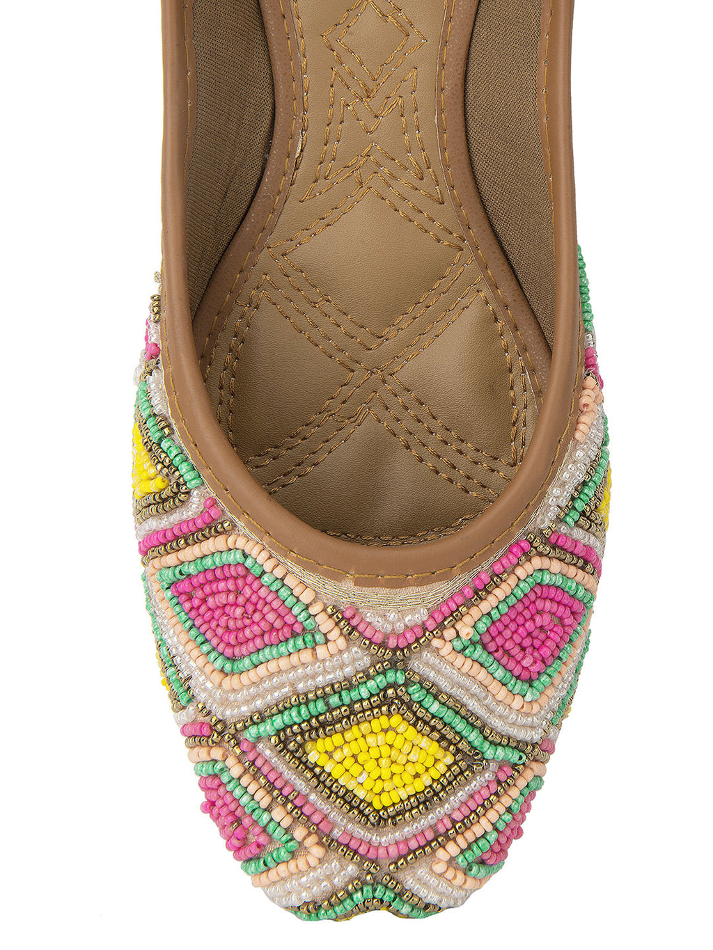 Desi Colour Women Indian Ethnic Footwear-Pink Multi Colour Pearl | Grocsy