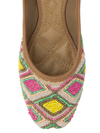 Desi Colour Women Indian Ethnic Footwear-Pink Multi Colour Pearl | Grocsy