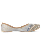 Desi Colour Women Indian Ethnic Footwear-Grey V Pearl | Grocsy