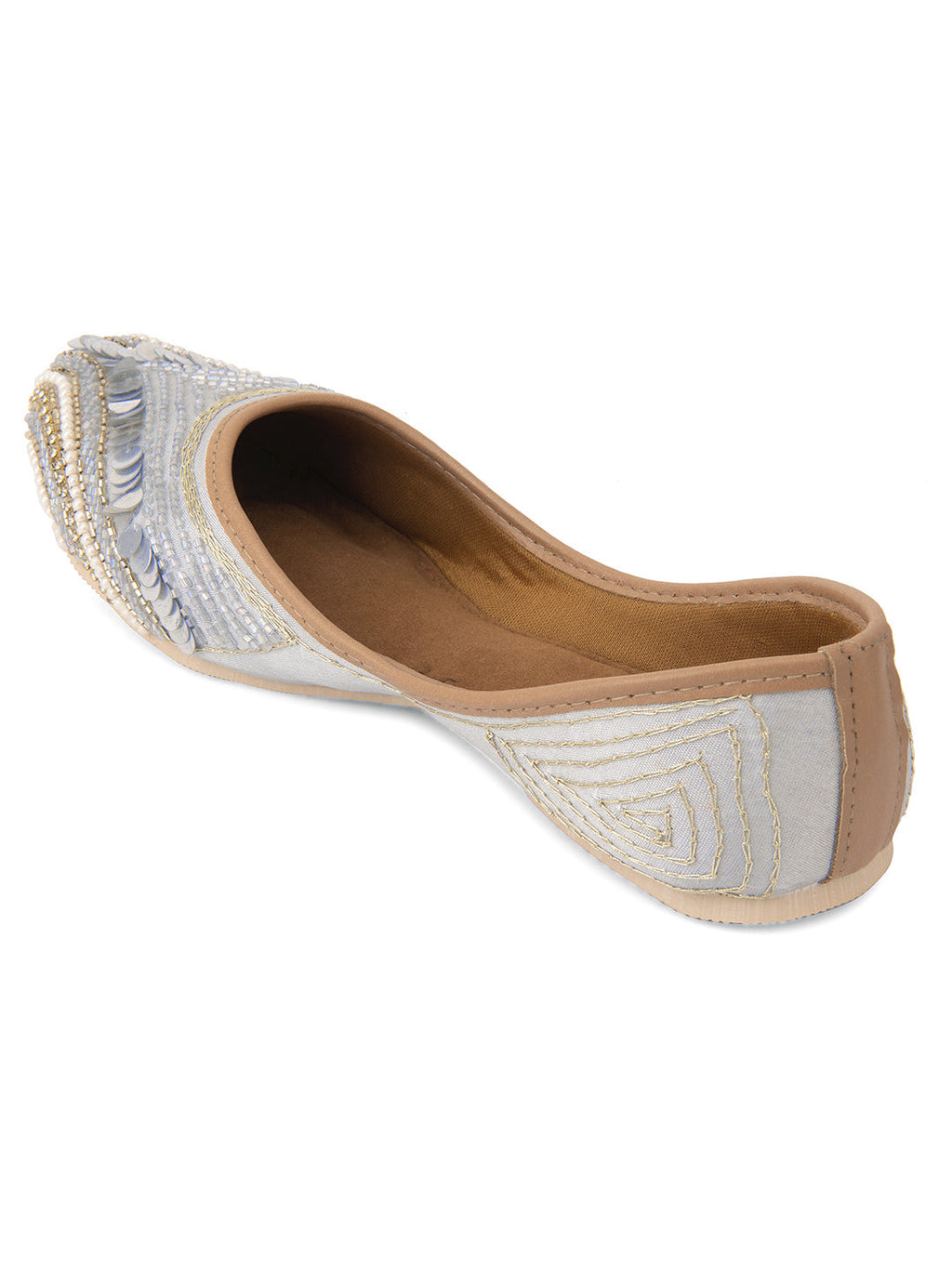Desi Colour Women Indian Ethnic Footwear-Grey V Pearl | Grocsy