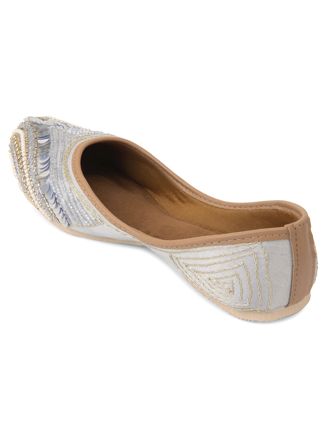 Desi Colour Women Indian Ethnic Footwear-Grey V Pearl | Grocsy