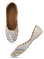 Desi Colour Women Indian Ethnic Footwear-Grey V Pearl | Grocsy