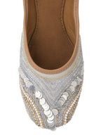 Desi Colour Women Indian Ethnic Footwear-Grey V Pearl | Grocsy