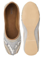 Desi Colour Women Indian Ethnic Footwear-Grey V Pearl | Grocsy