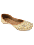 Desi Colour Women Indian Ethnic Footwear-Gold Dabka Flower | Grocsy