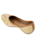Desi Colour Women Indian Ethnic Footwear-Gold Dabka Flower | Grocsy