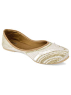 Desi Colour Women Indian Ethnic Footwear-White V Pearl | Grocsy