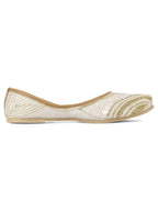 Desi Colour Women Indian Ethnic Footwear-White V Pearl | Grocsy