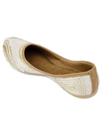 Desi Colour Women Indian Ethnic Footwear-White V Pearl | Grocsy