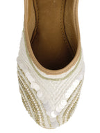 Desi Colour Women Indian Ethnic Footwear-White V Pearl | Grocsy