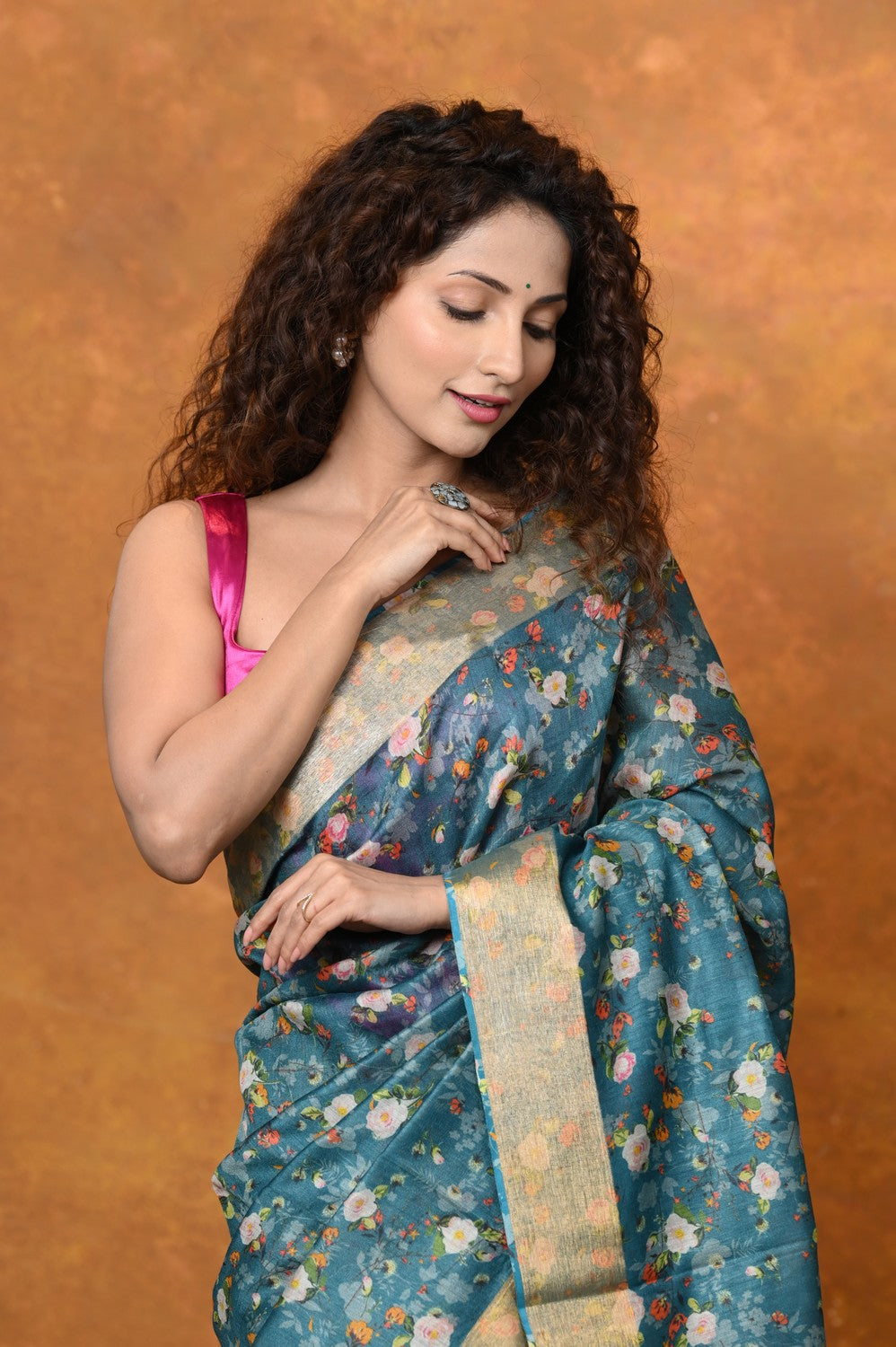 Very Much Indian Designed By VMI - Handloom Moonga Tussar Silk Saree With Digital Floral Print | Grocsy