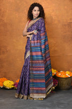 Very Much Indian Designed By VMI - Handloom Pure Organic Natural Linen Saree - HandBlock Printed | Grocsy