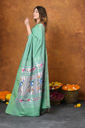 Very Much Indian EXCLUSIVE! Handloom Pure Cotton Paithani With Asawali Pallu - Sea Green | Grocsy