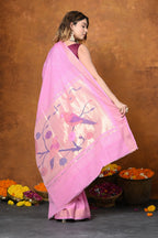 Very Much Indian EXCLUSIVE! Handloom Pure Cotton Paithani With Hand bandhani Work and Traditional Parrot Pallu | Grocsy