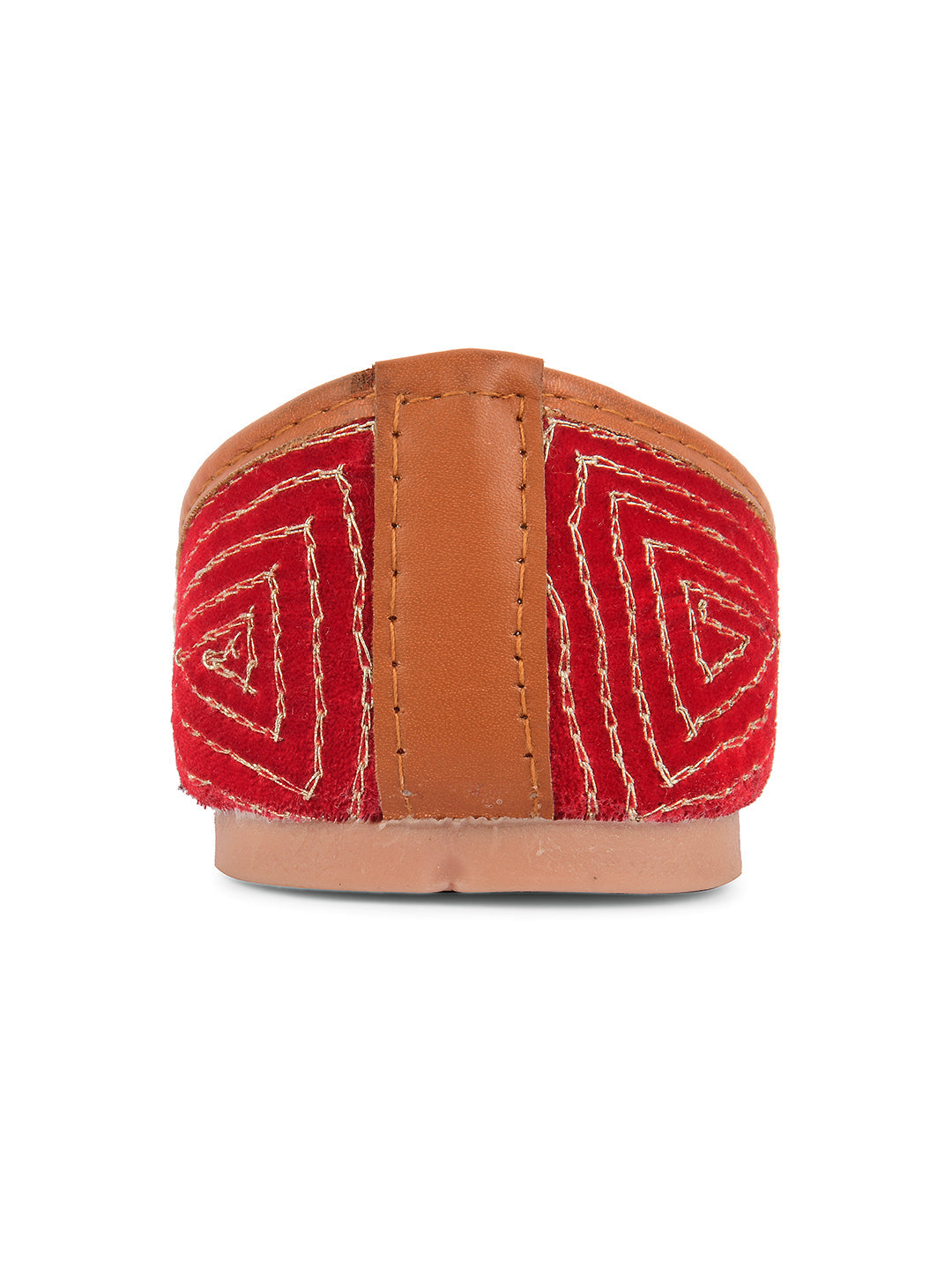 Desi Colour Women Indian Ethnic Footwear-Red Velvet Stone | Grocsy