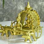 Sowpeace Handmade Dhokra Large Dhokra Craft / Cow Cart Brass Decor tabletop showpiece/figurine made of brass, by artisans, for home decoration and gifting (24cm, large, gold) | Grocsy
