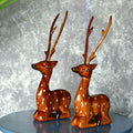 Sowpeace Pair of wooden sitting deer | Grocsy