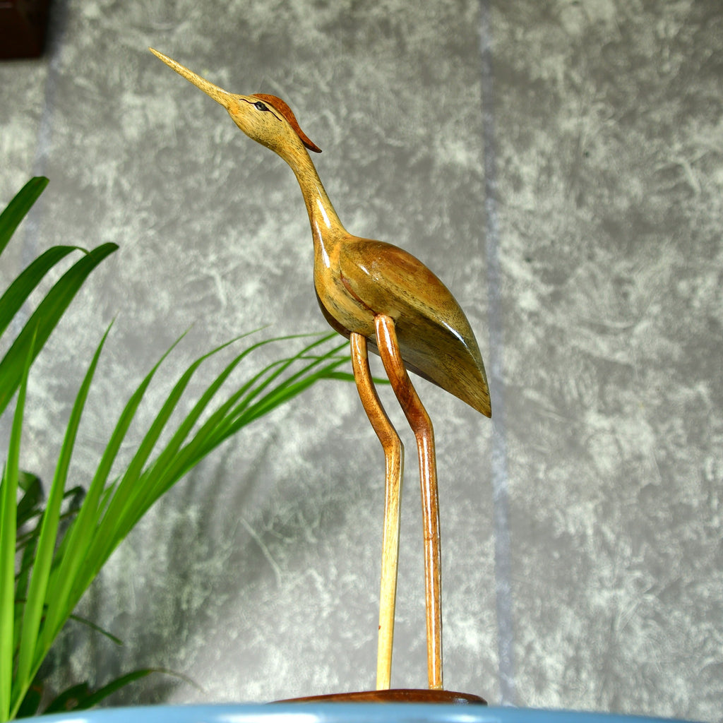 Sowpeace Elegant Wooden Carved Flamingo Sculpture: Premium Abstract Decor Accent | Grocsy