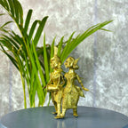 Sowpeace Artisanal Brass Dhokra Sculpture: Tribal Couple with Dhol | Grocsy