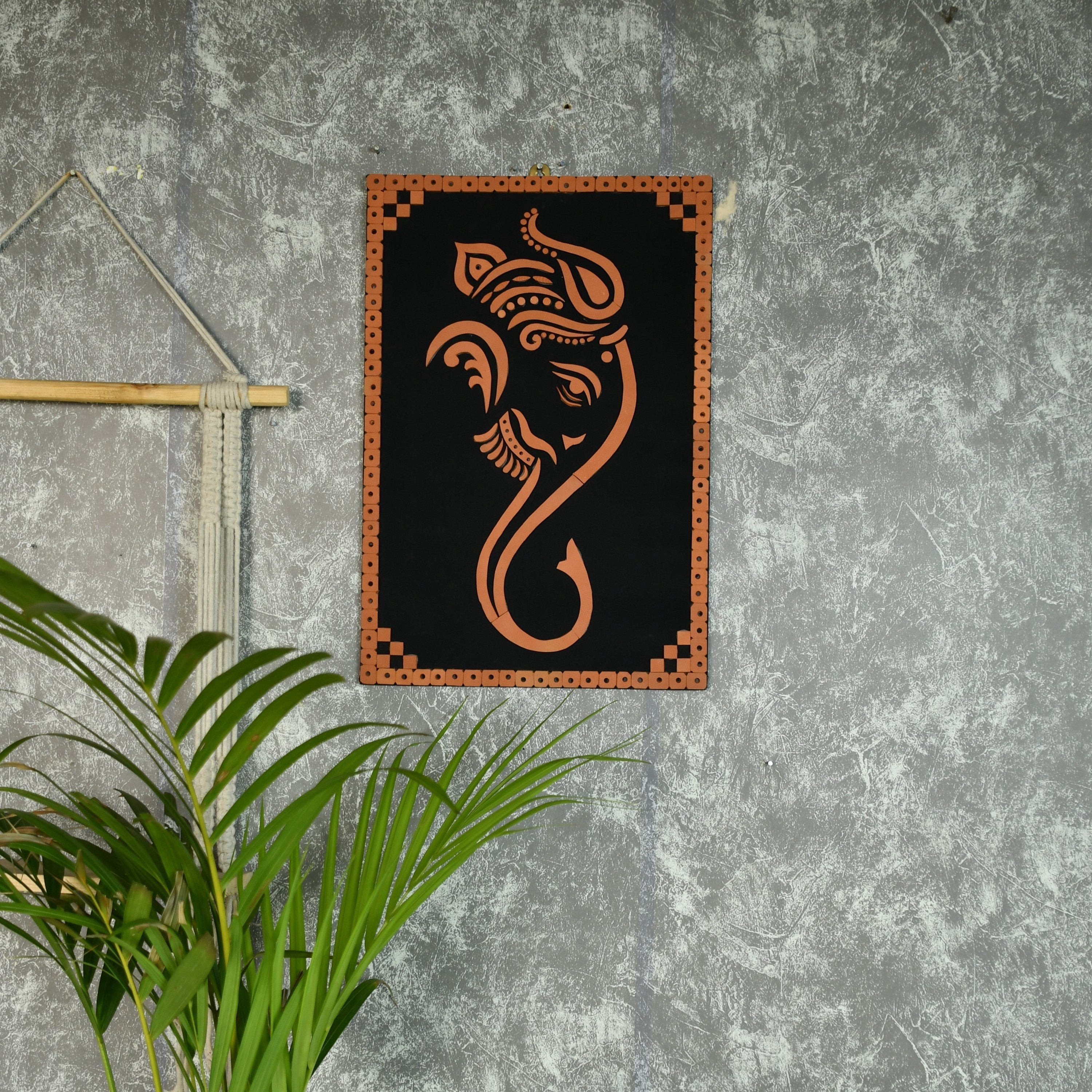 Sowpeace Abstract terracotta ganesh wall decor | Grocsy