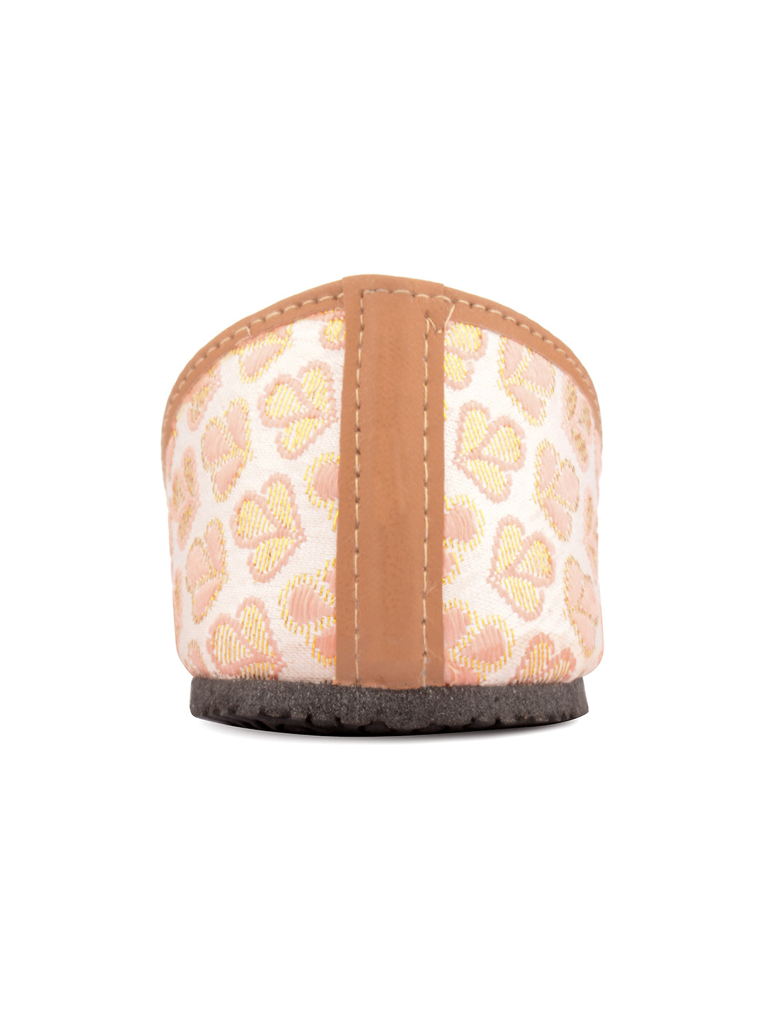 Desi Colour Women Indian Ethnic Footwear-Cushioned Peach Brocket | Grocsy