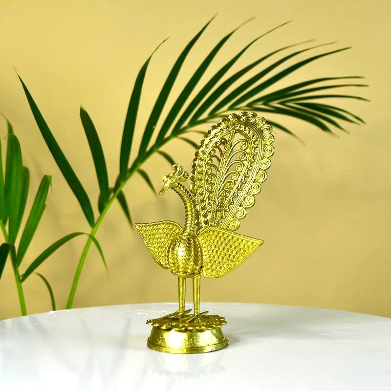 Sowpeace Handcrafted peacock using Dokra metal art | Grocsy