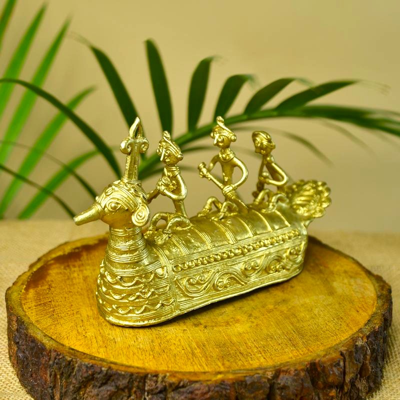 Sowpeace Premium Brass Dhokra Art Ancient Boat | Grocsy