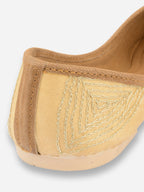 Desi Colour Women Indian Ethnic Footwear-Gold Round Emb | Grocsy