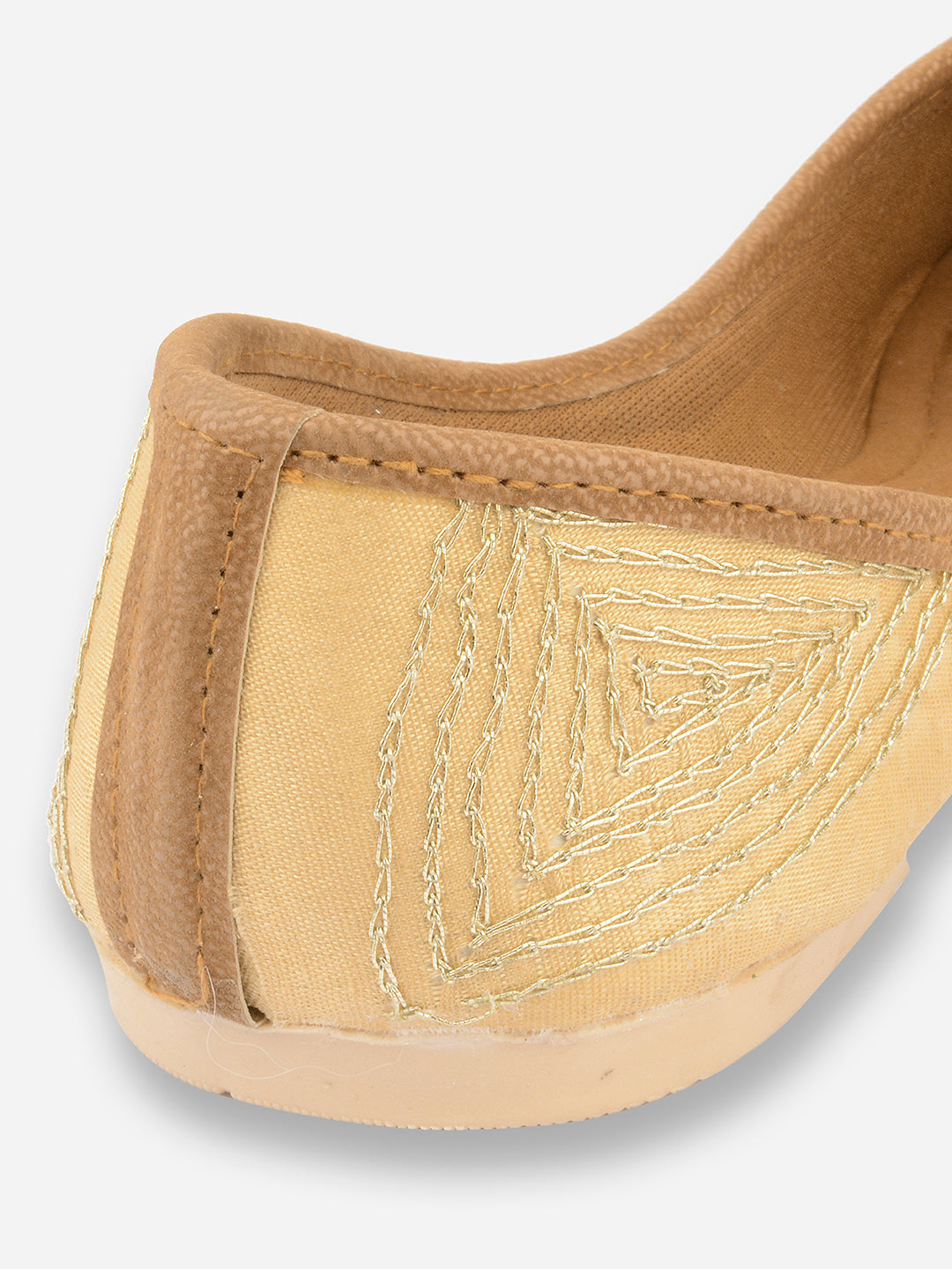 Desi Colour Women Indian Ethnic Footwear-Gold Round Emb | Grocsy