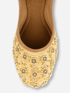 Desi Colour Women Indian Ethnic Footwear-Gold Round Emb | Grocsy